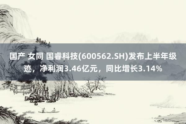 国产 女同 国睿科技(600562.SH)发布上半年级迹，净利润3.46亿元，同比增长3.14%