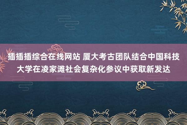 插插插综合在线网站 厦大考古团队结合中国科技大学在凌家滩社会复杂化参议中获取新发达