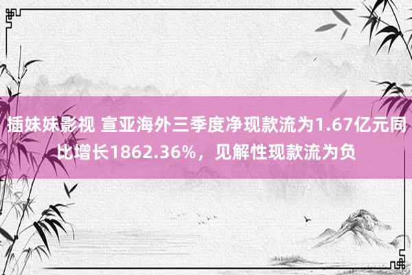 插妹妹影视 宣亚海外三季度净现款流为1.67亿元同比增长1862.36%，见解性现款流为负