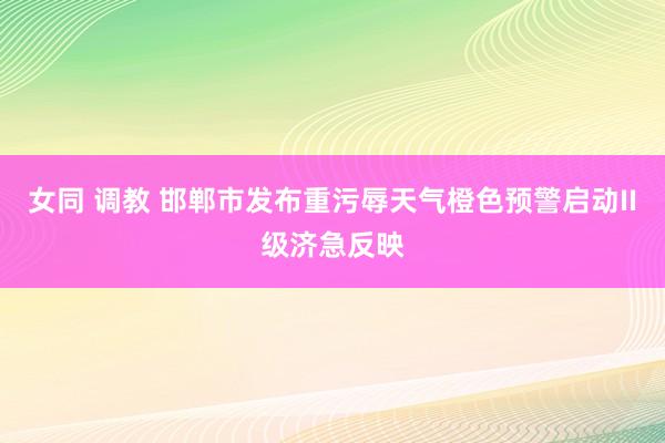 女同 调教 邯郸市发布重污辱天气橙色预警启动II级济急反映