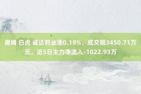 唐嫣 白虎 诚达药业涨0.19%，成交额3450.71万元，近5日主力净流入-1022.93万