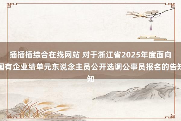 插插插综合在线网站 对于浙江省2025年度面向国有企业绩单元东说念主员公开选调公事员报名的告知