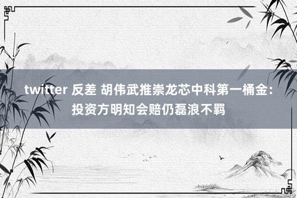 twitter 反差 胡伟武推崇龙芯中科第一桶金：投资方明知会赔仍磊浪不羁