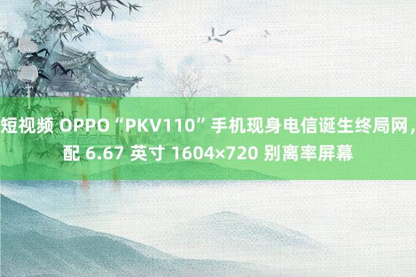 短视频 OPPO“PKV110”手机现身电信诞生终局网，配 6.67 英寸 1604×720 别离率屏幕